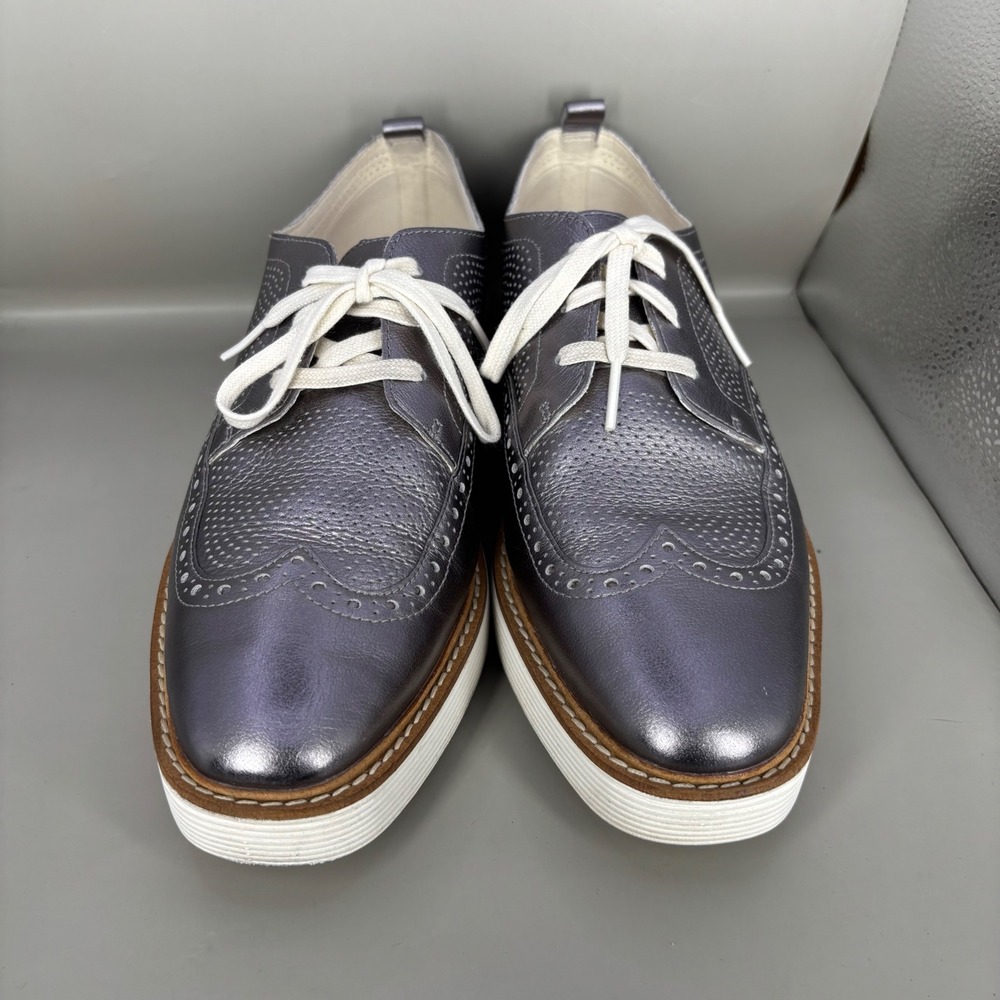 Cole Haan Grand Ambition Wingtip Oxford Metallic Pewter Silver W29762 Womens 9B - Picture 2 of 7
